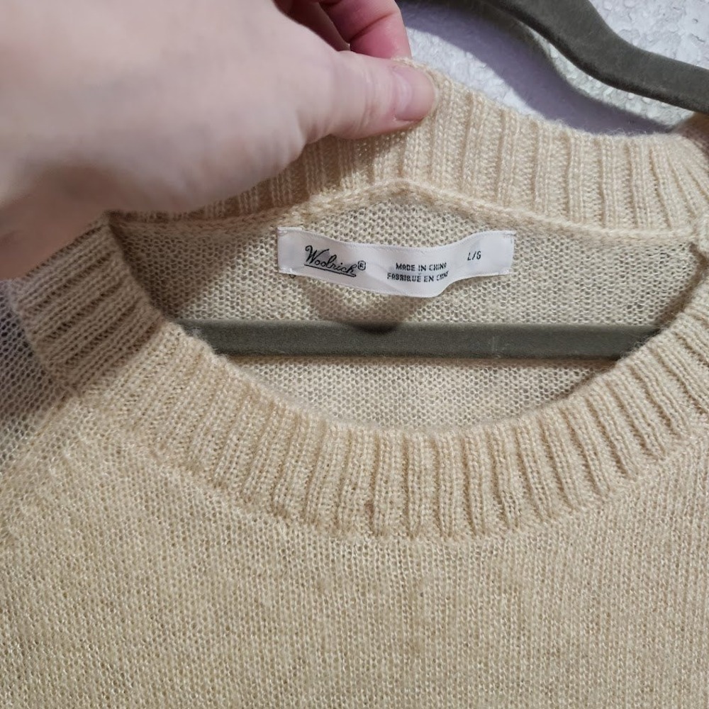 WOOLRICH Owl Graphic Knit Sweater Cream Wool Mohair Pullover Twee Whimsigoth L - Picture 3 of 6